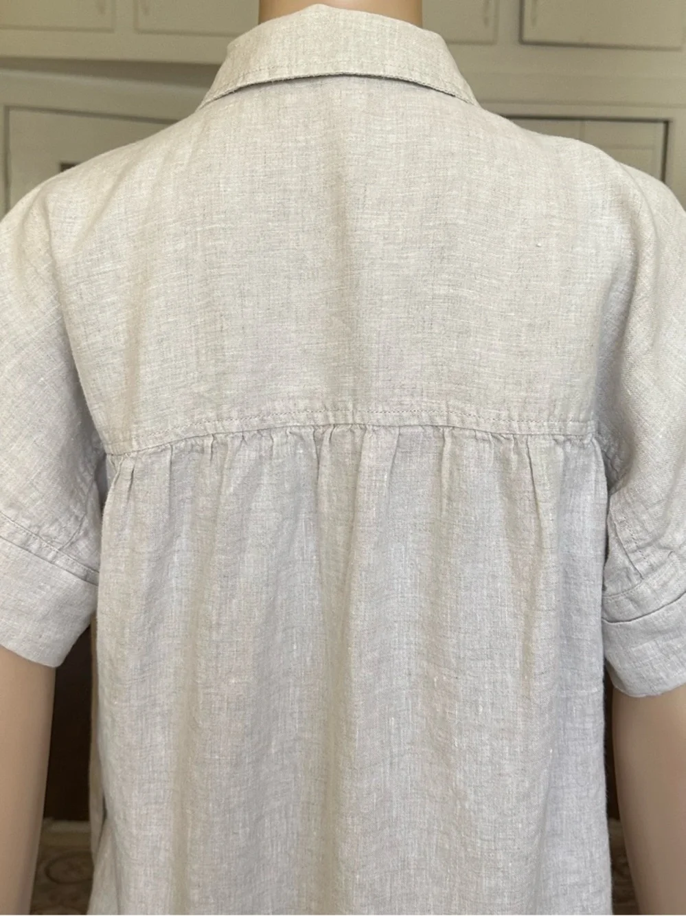 J Crew Baird McNutt Irish linen short sleeve shirtdress flax color size S